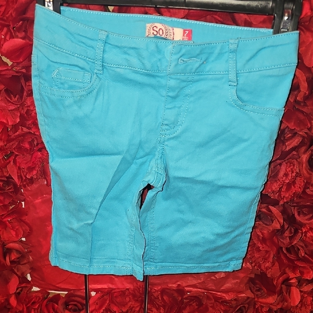 SO Girls Blue Bermuda Shorts Size 7